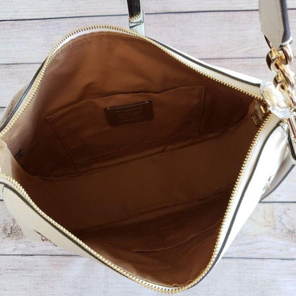 Coach Studded Elle Hobo Refined Pebble Leather Shoulder Crossbody Handbag Chalk - Picture 7 of 15